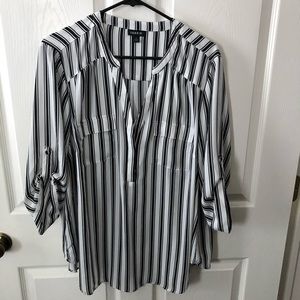 Torrid Black and White Stripe Georgette Top